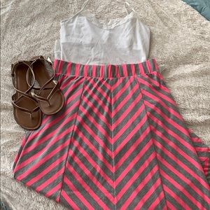 Hot Pink and Grey Maxi Skirt